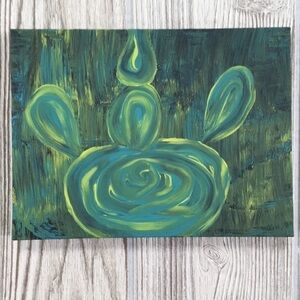 𝅺ORIGINAL Painting Abstract Green Mouse Acrylic on Small Canvas